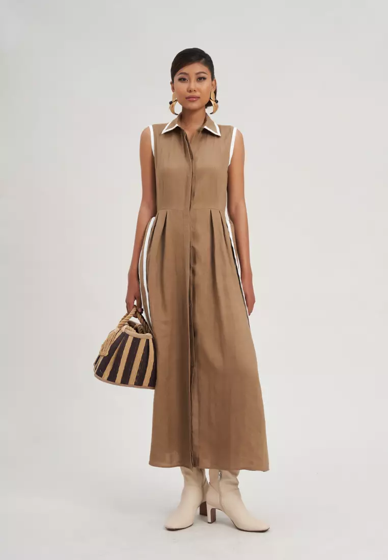 BEIGE LINEN MAXI DRESS