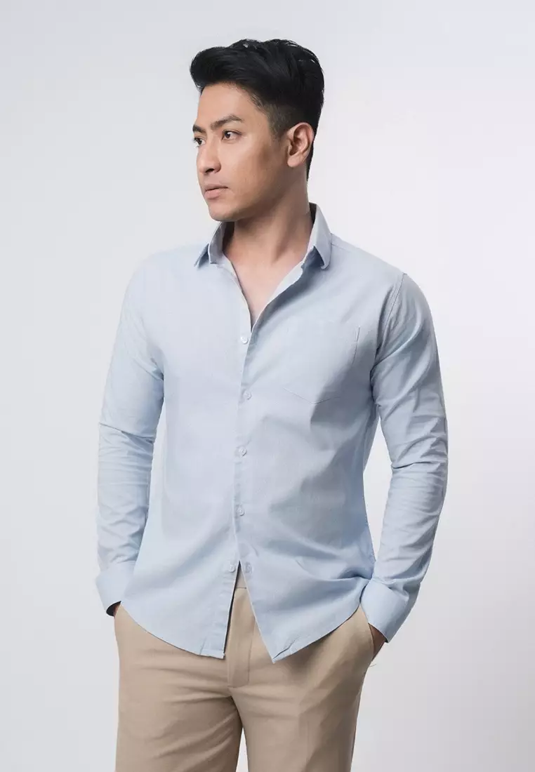 Light Blue Rami Linen LS