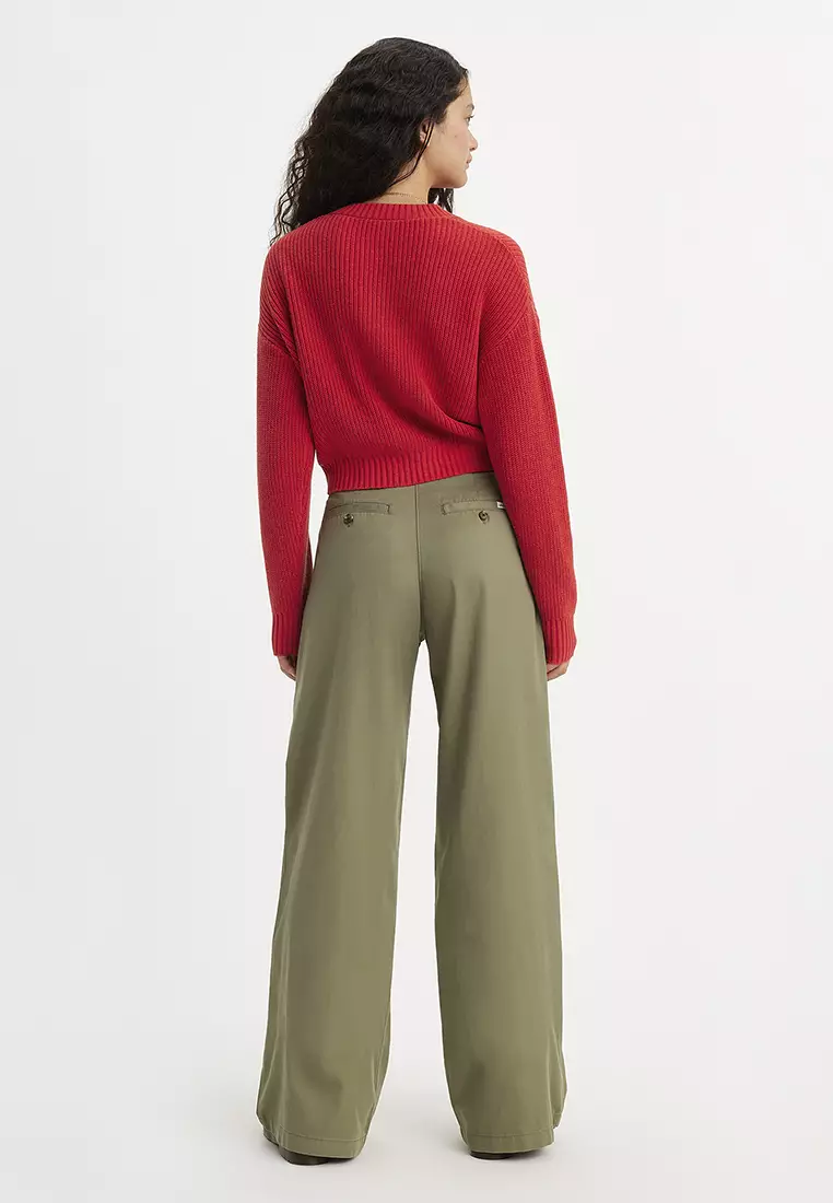 パンツ LEVI S Women Straight Pants A7535 0000 Green Pleated Wide Leg Trousers - Green | Levi's® GR
