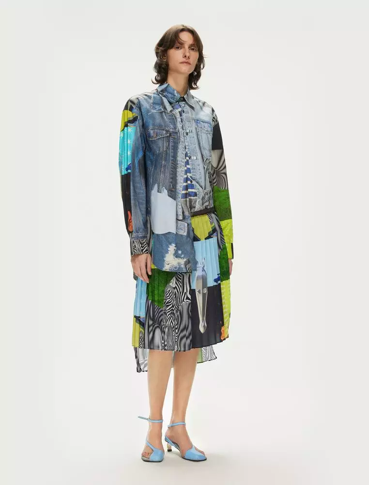 JNBY Women's H-Type Retro Color-Block Skirt