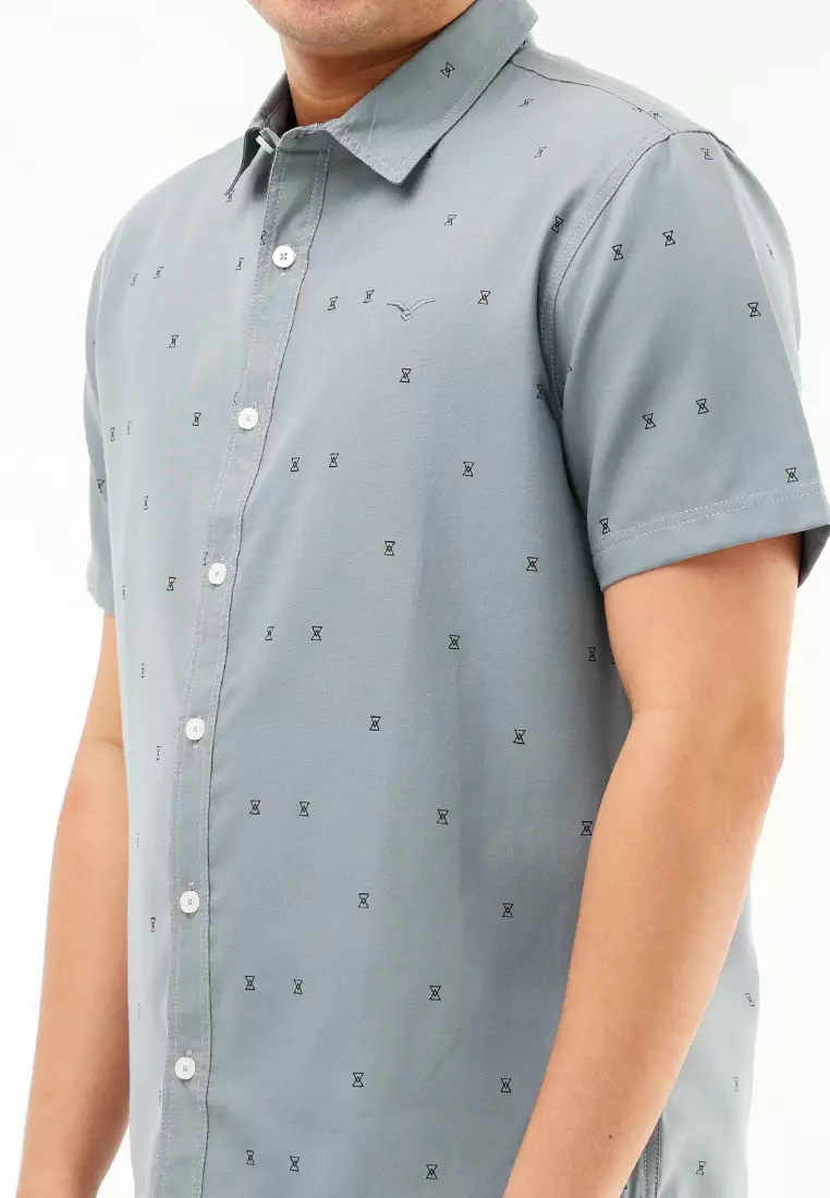 Woven Printed Oxford Short Sleeve Polo