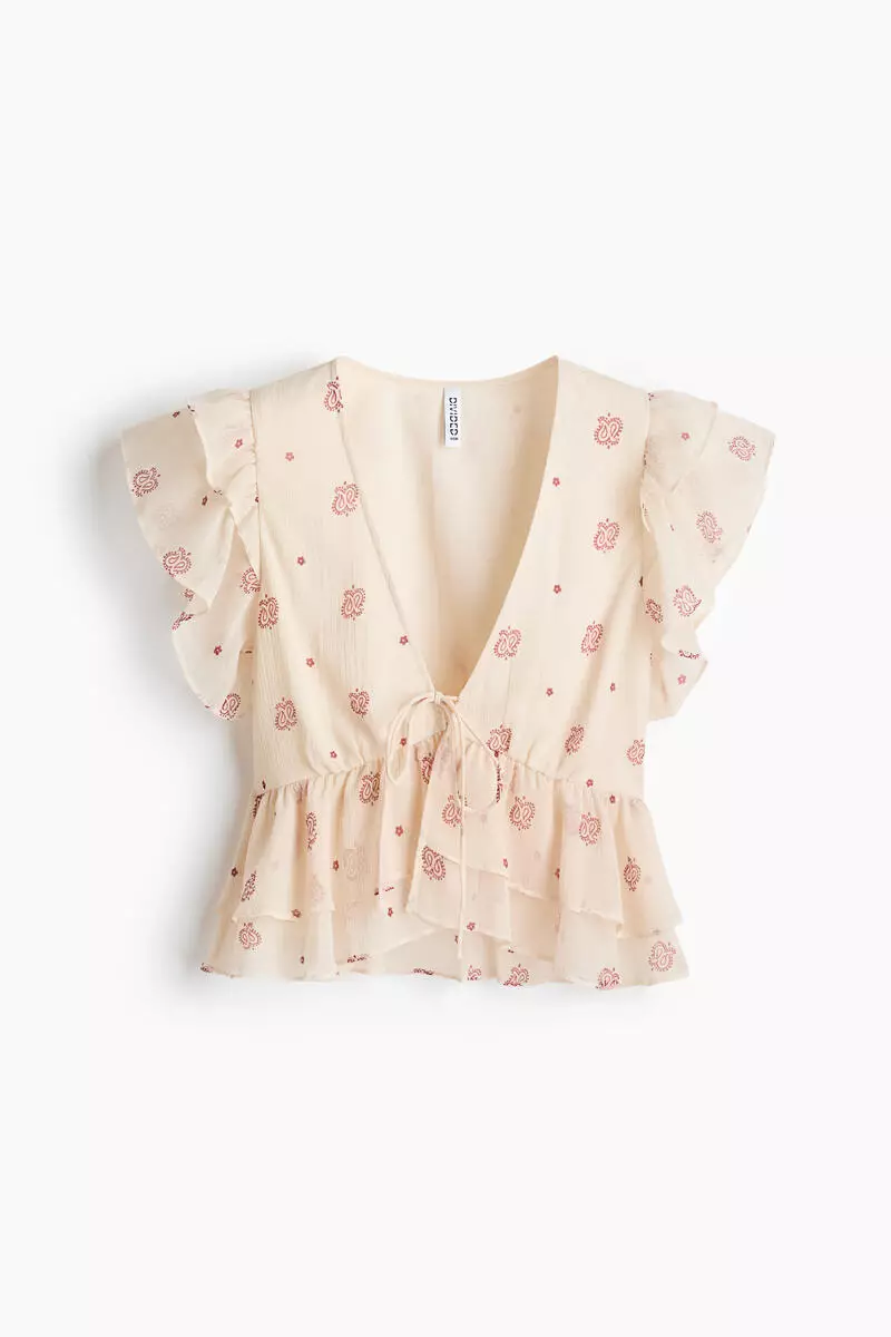 Frill-trimmed chiffon top