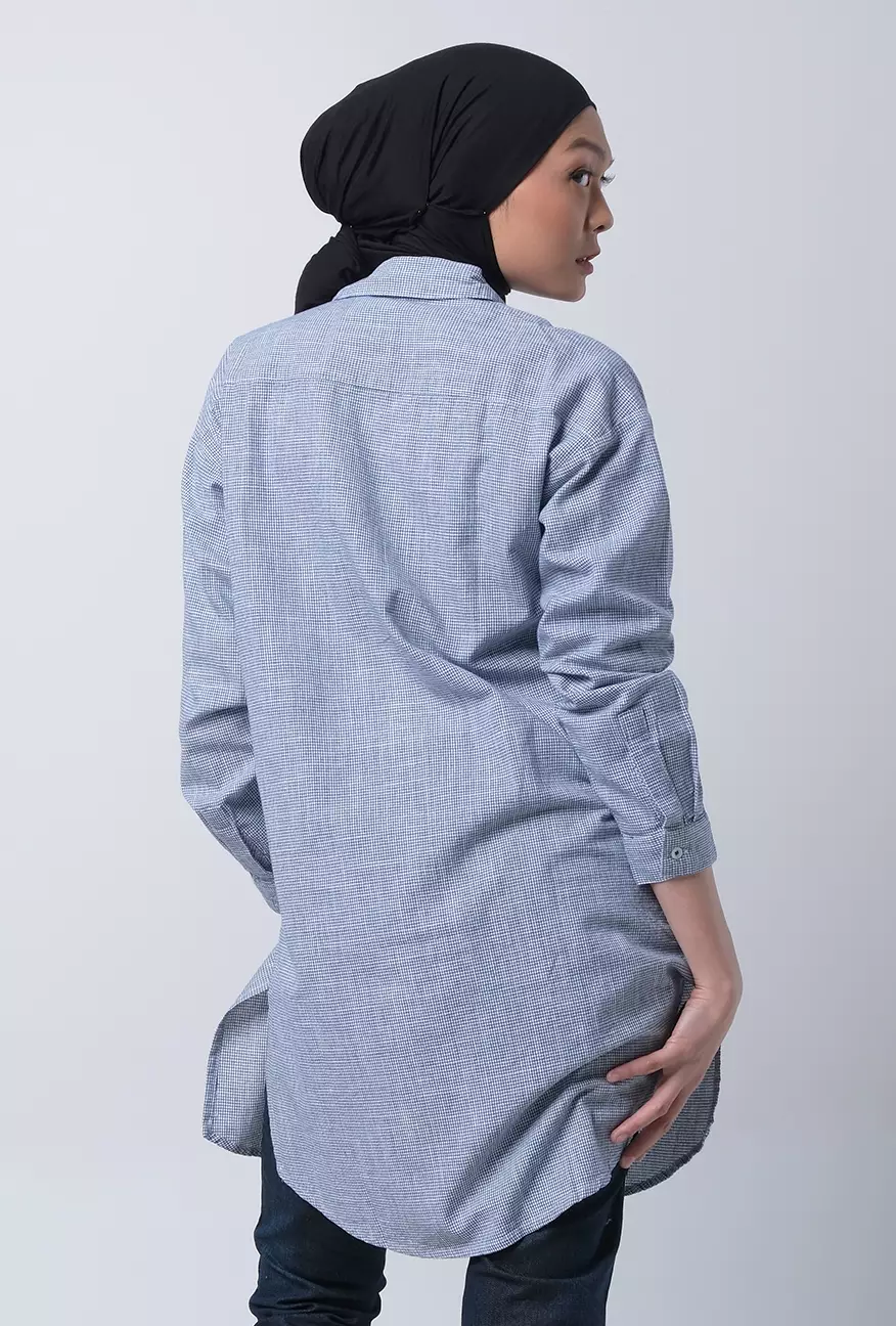 Kemeja Wanita Saverio Blue White