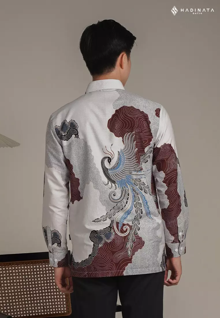 Hadinata Batik Premium Kemeja Batik Pria Lengan Panjang Superfine Furing Dharsana Maroon