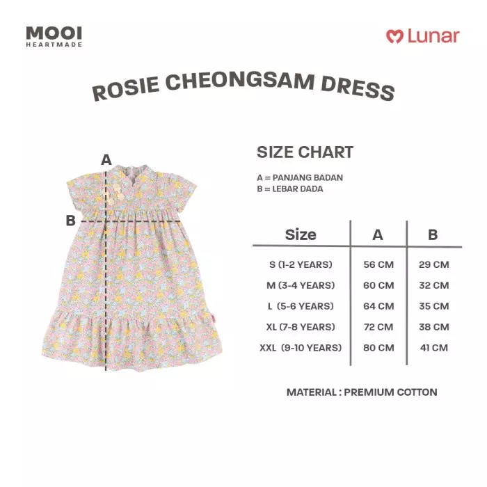 Mooi Dress Anak Perempuan Lunar Collection Rosie Cheongsam Dress - Sky Blue