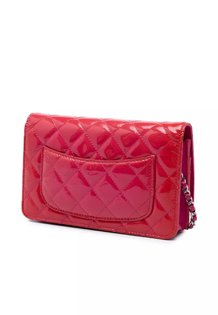 Pre-Loved Chanel Bicolor Classic Patent Wallet On Chain