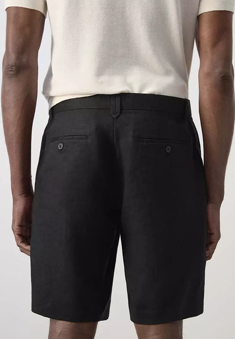 Slim-Fit 100% Linen Bermuda Shorts