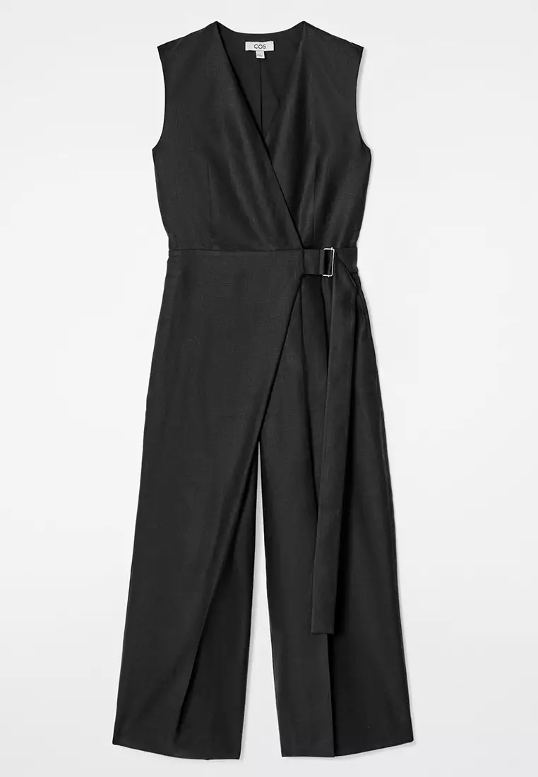 Vintage Black Linen Coverall 2025SS