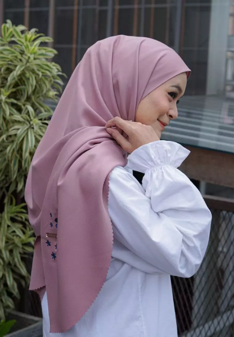 Pasmina Oval Azzura Instan Lasercut Dusty Purple