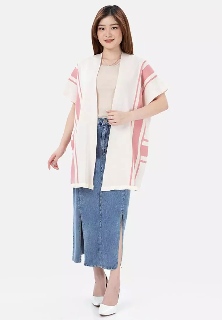 Gio Pattern Knit Cardigan in Pink