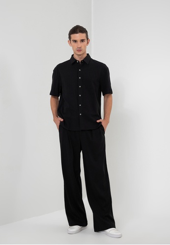 Zalora Studios black Oversized Short Sleeve Shirt F30F9AAE799077GS_1