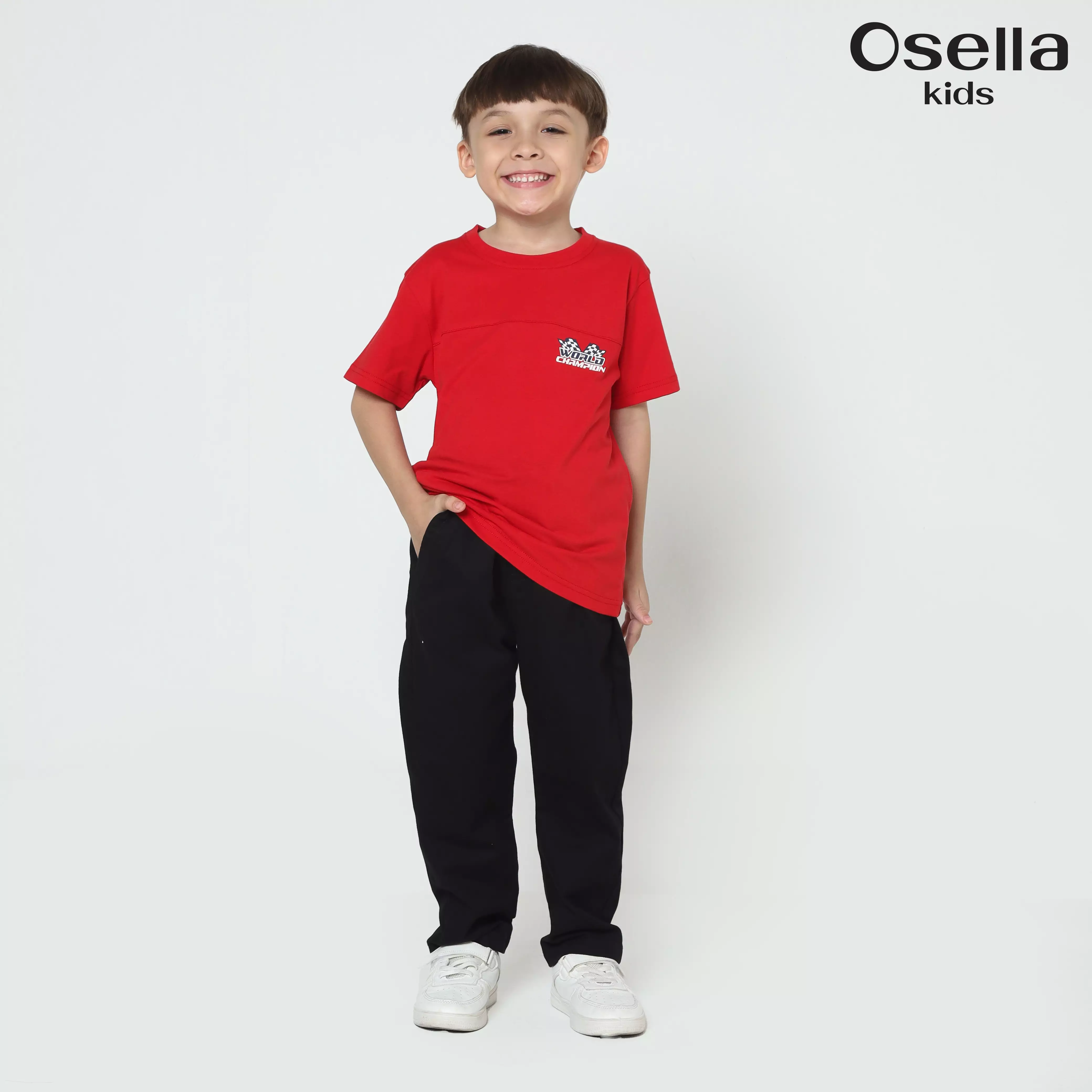Osella World Champion Graphic T-Shirt In Red 2271500551 | Kaos Basic Lengan Pendek Anak Laki Laki