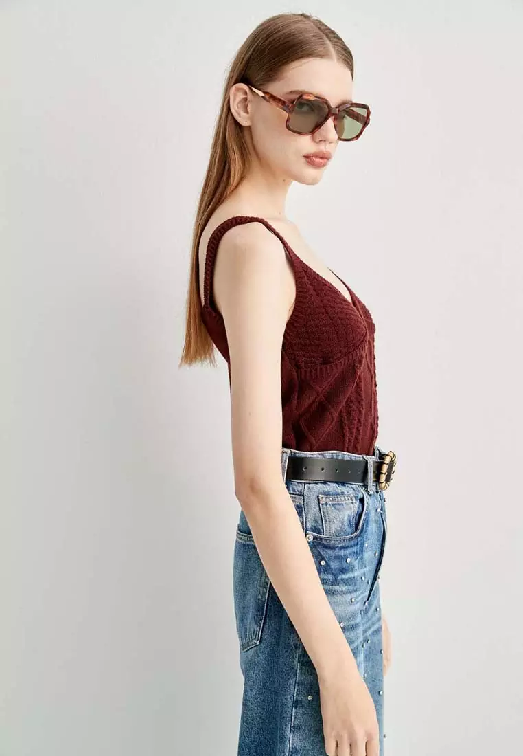 Maroon Knitted Tank Top