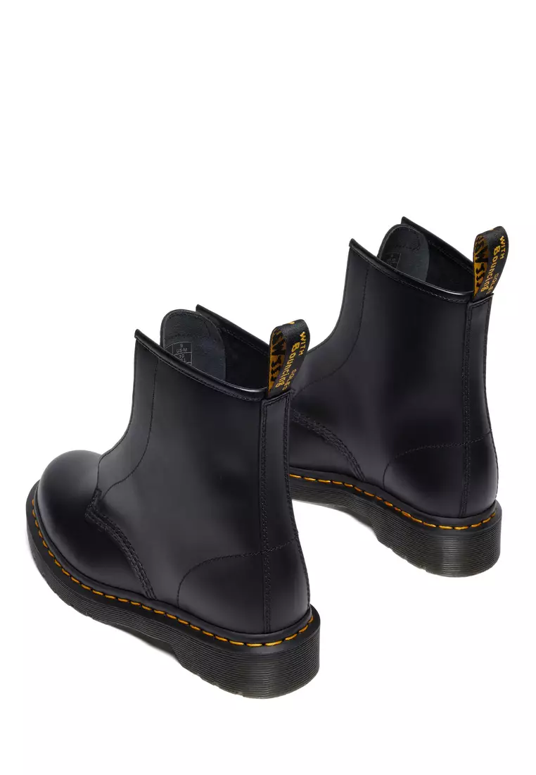 1460 LACELESS Smooth Leather Slip On Black Boots - Women