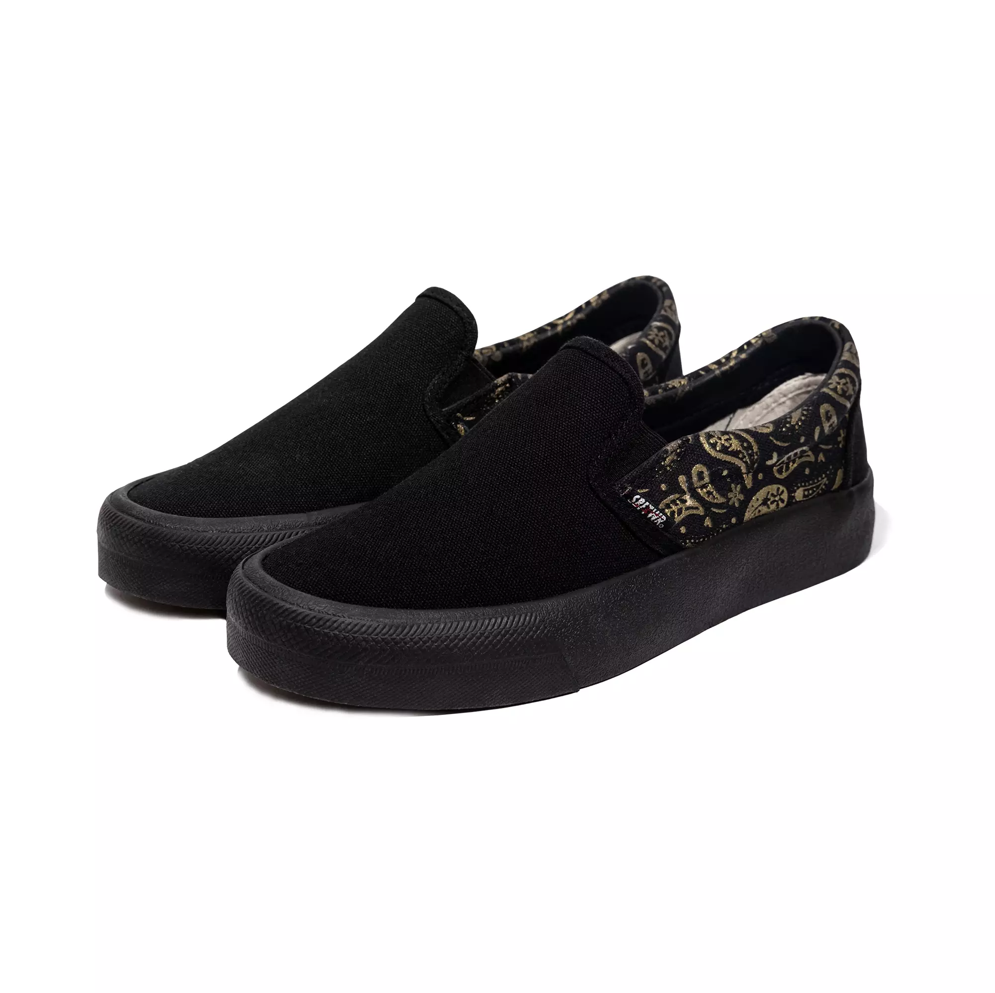 SABA  Slip on Paisley Gold All Black - Sepatu Sneakers Casual Pria Wanita