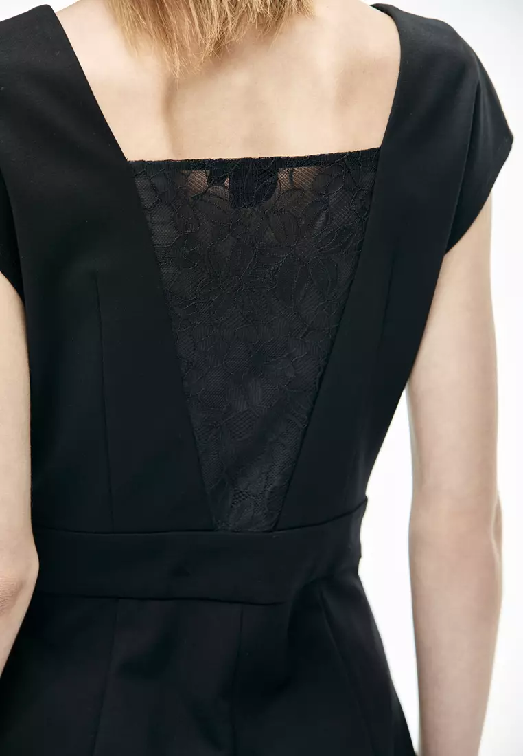 V-Neck Basic Black Dress