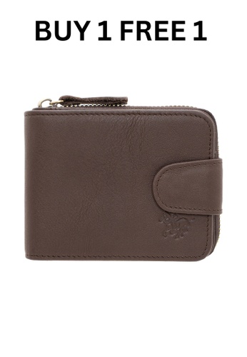 LancasterPolo brown LancasterPolo Men’s Top Grain Cow Leather RFID Protection BiFold Short Zip Wallet with Snap Closure Coin Pouch EE5EAACA2D5B91GS_1