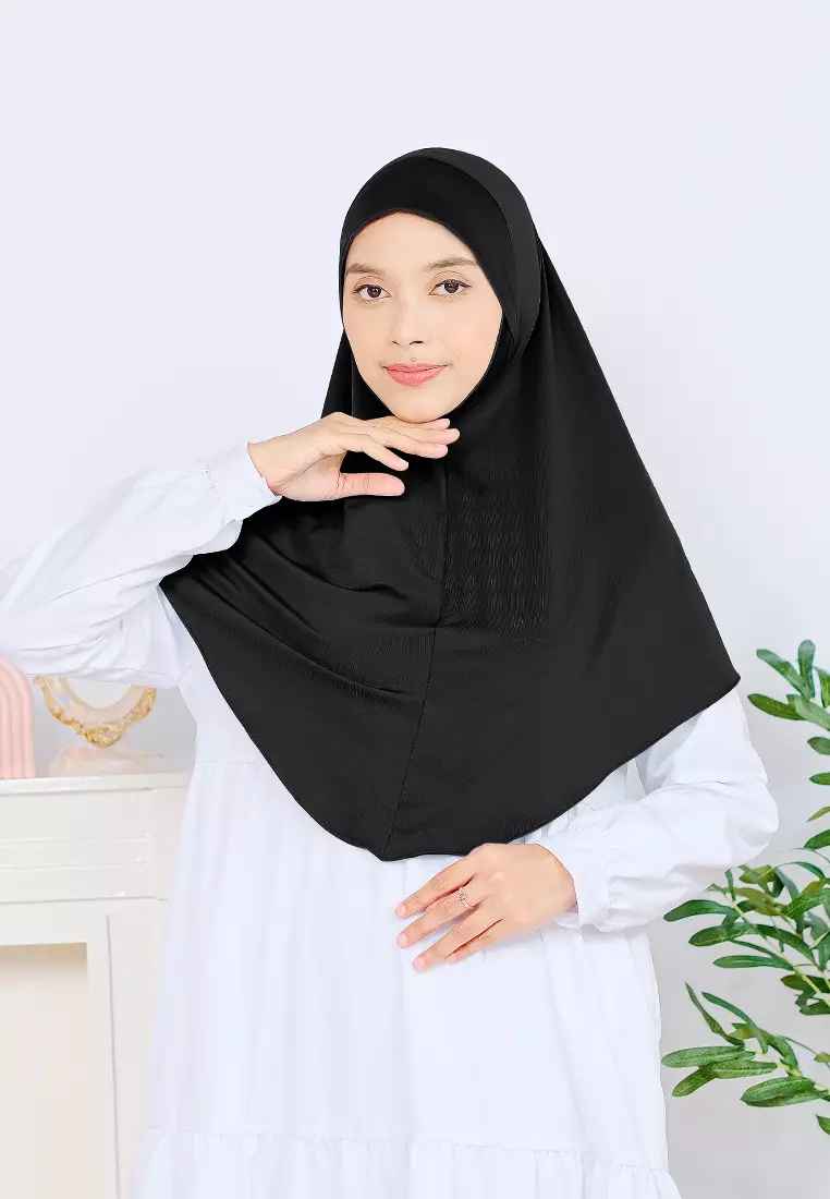 Kalea Instan | Bergo Dagu Non Pad | Hijab Instan Kerudung - Charcoal Black