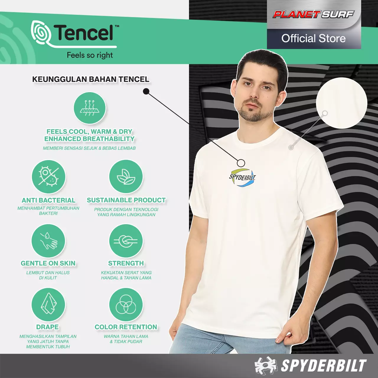 Spyderbilt Kaos Lengan Pendek Pria Spydof Tencel Men Tee Planet Surf