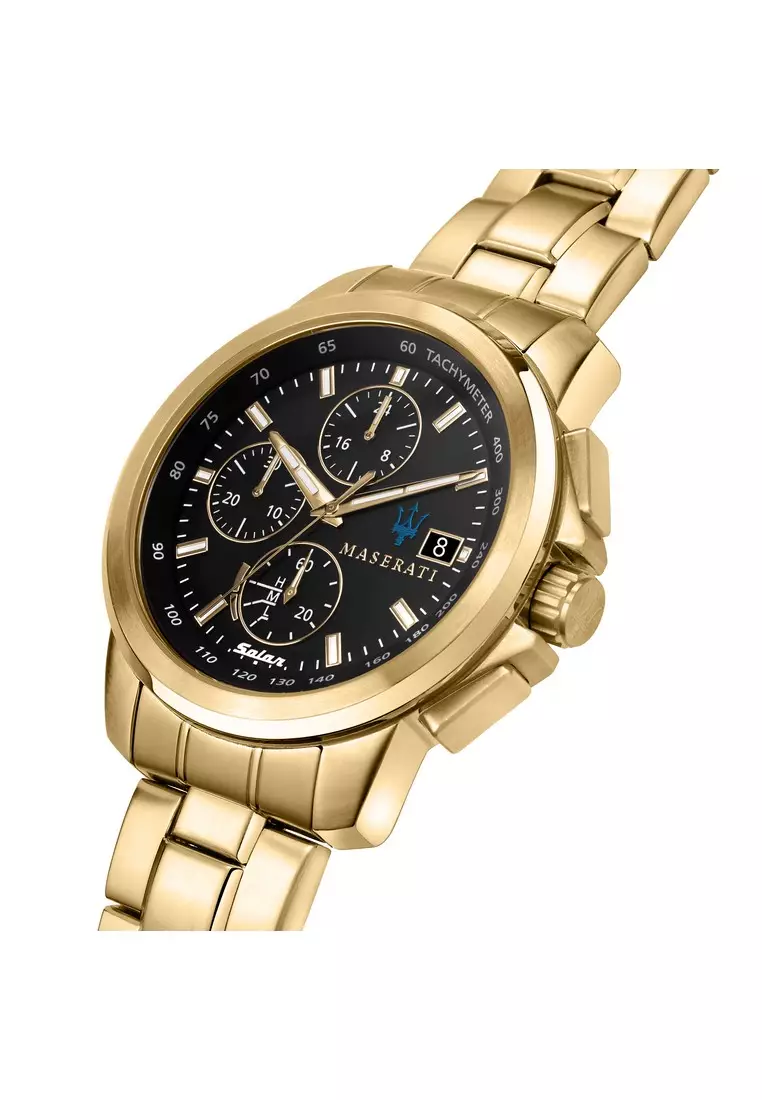 2 Years Warranty Maserati Successo Solar Collection 44mm Black Dial Quartz Men s Solar Watch R8873645002