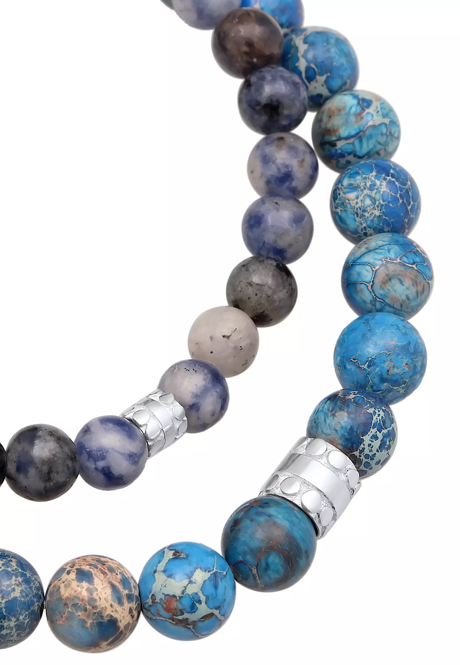 Buy Kuzzoi Men's Blue Agate Bead Bracelet Set – Silver Detail 2026 ...
