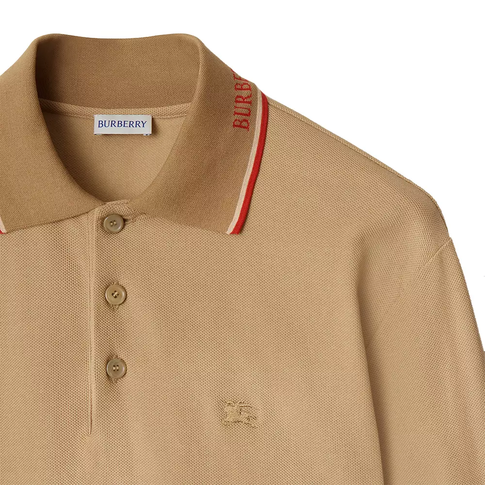 [5.5UPER DEALS] Logo Collar Cotton Polo Shirt Flax