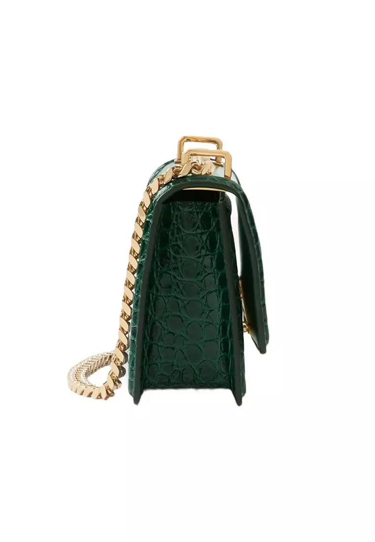 Mini TB Crossbody Bag in Dark Viridian Green