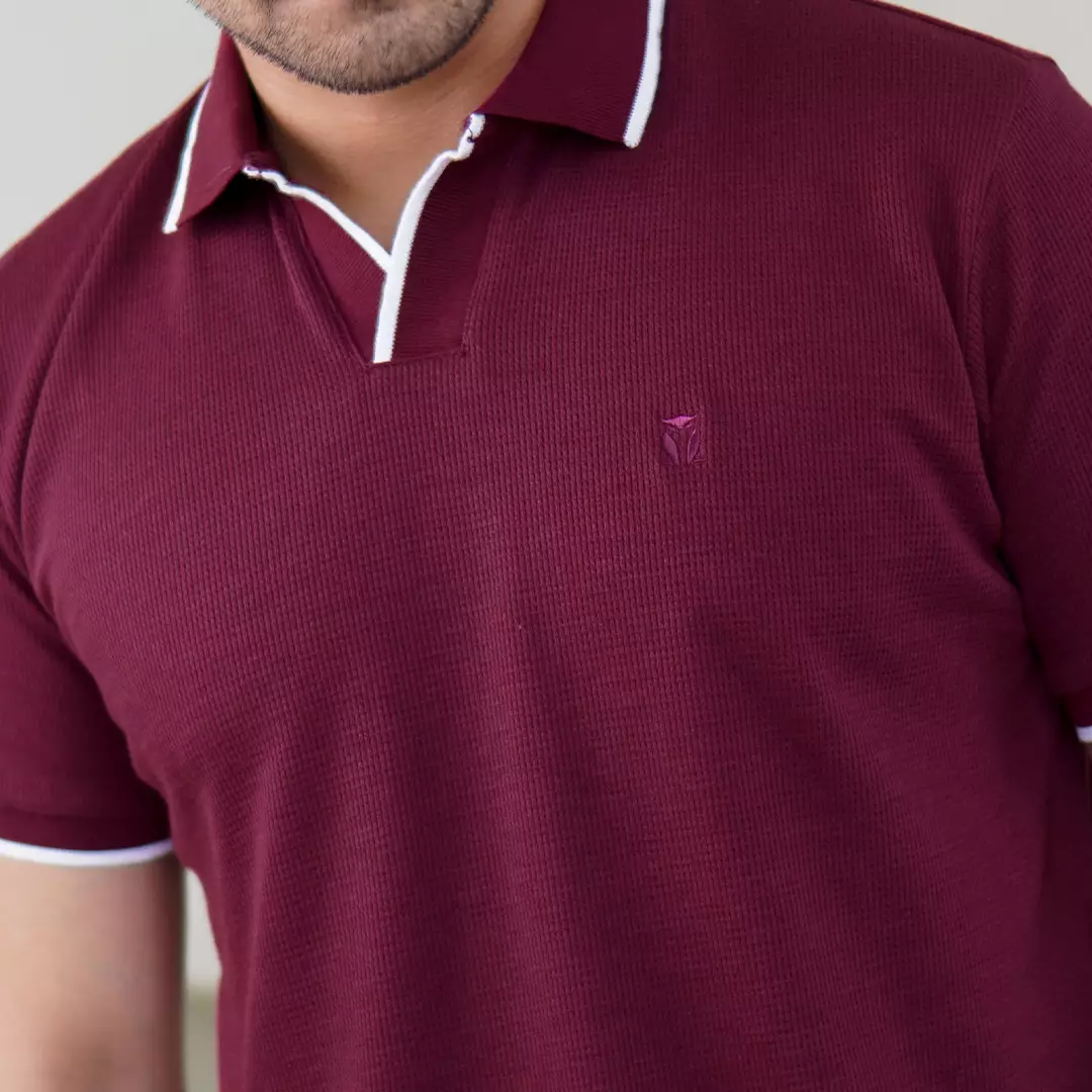 MATSUDA Kaos Polo Pria Waffel Kerah Otsuki