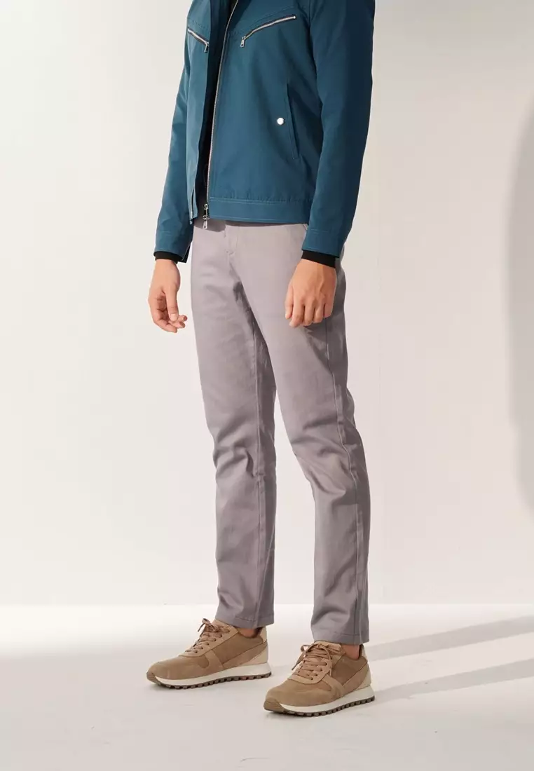 Dusty Blue Slim-Fit Stretch Chinos