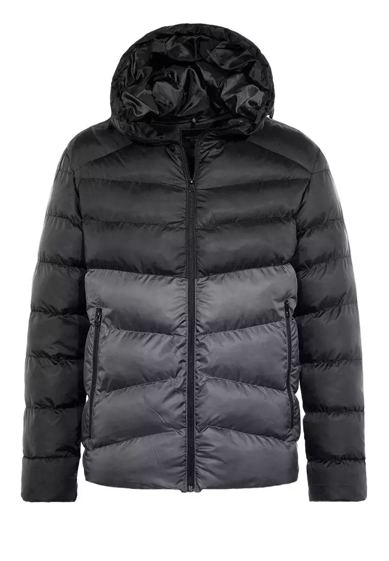 Anthracite Regular Fit Color Blocked Wind Resistant Puffer Winter Jacket TMNAW23MO00018
