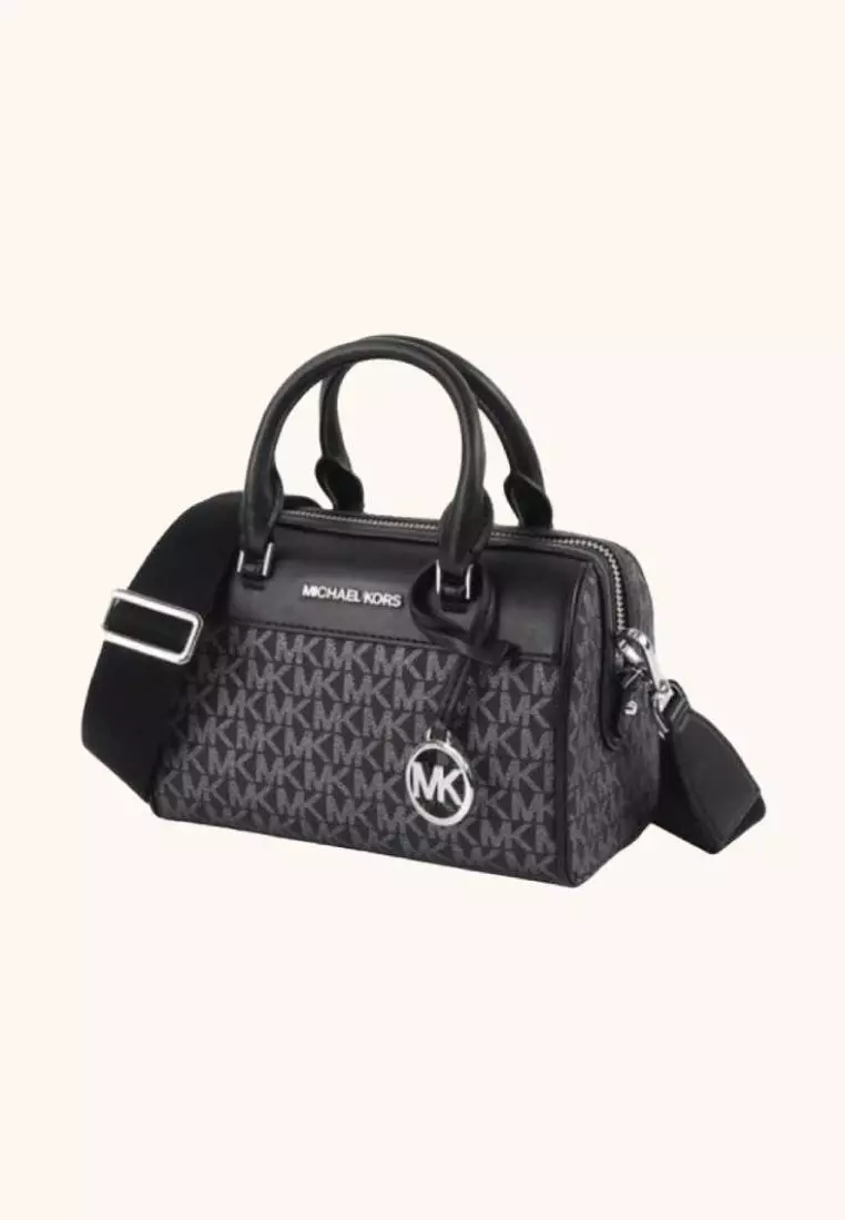 Michael Kors Travel XS Black Signature PVC Leather Duffle Crossbody Handbag main image 0