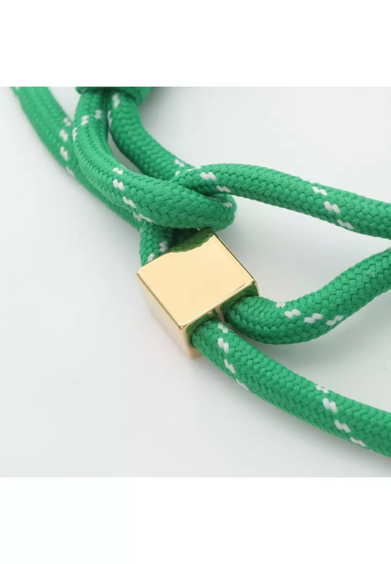 Pre-Loved MIU MIU coat bracelet GP (gold plated) fabric gold green white