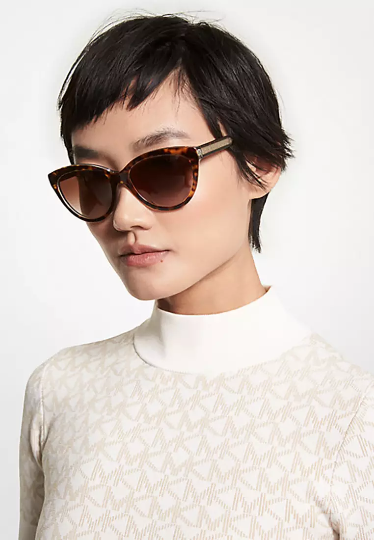 Women's Cat Eye Frame Brown Acetate Sunglasses - MK2158