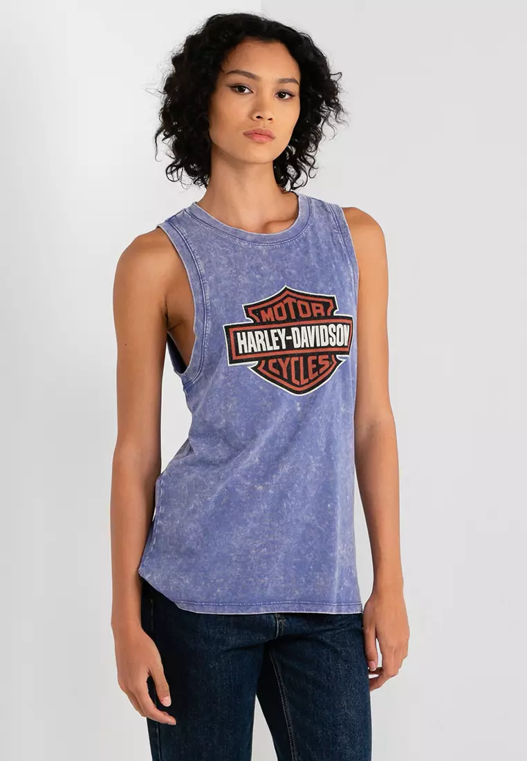 harley davidson sleeveless denim shirt