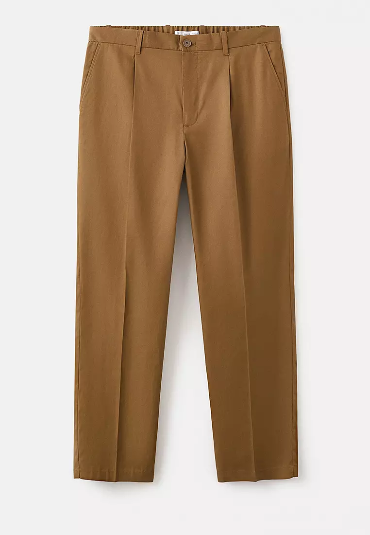 Regular-Fit Pleated Flowy Trousers