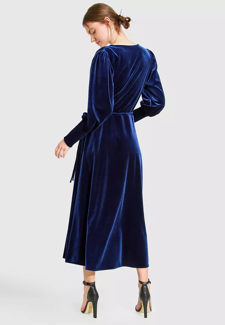 Current Mood Velvet Wrap Dress