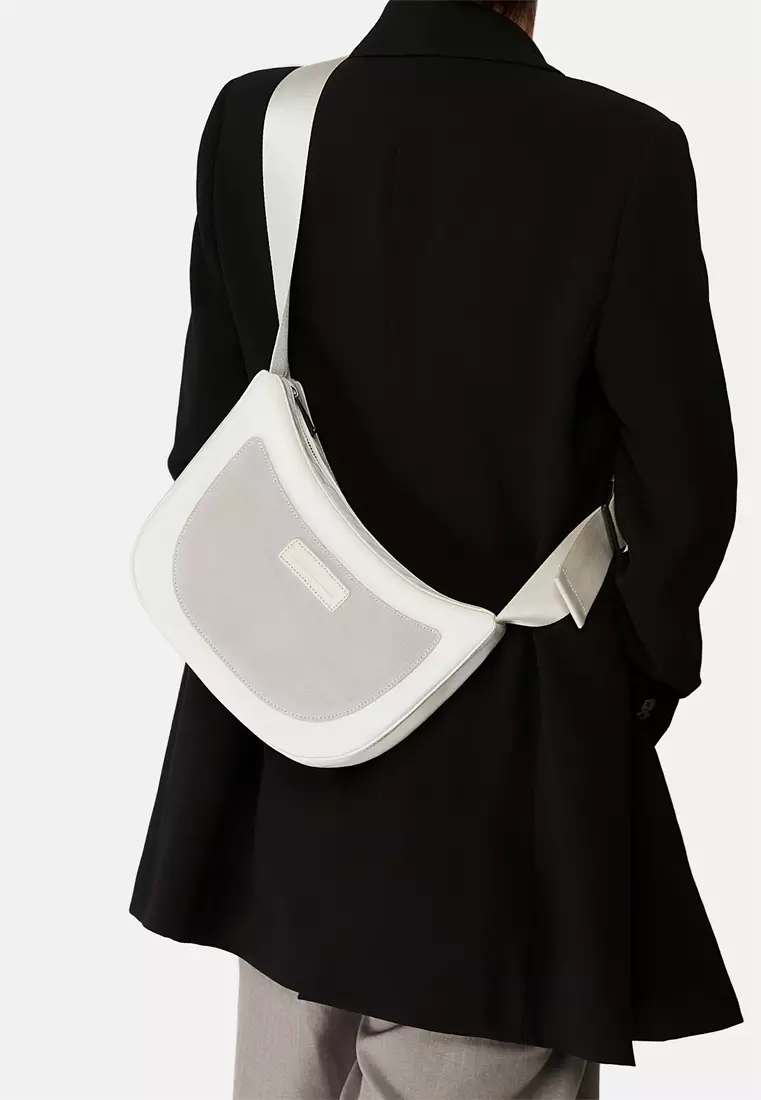 Loren 女士流浪包 單肩包 斜挎包 可調節肩帶長度 防水面料 快速拆解運動扣-白色