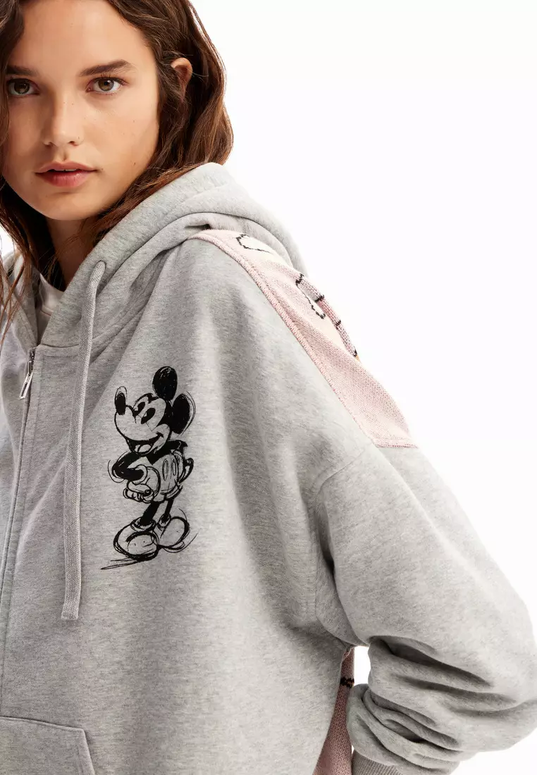 Desigual Woman Oversize jacquard Mickey Mouse hoodie.