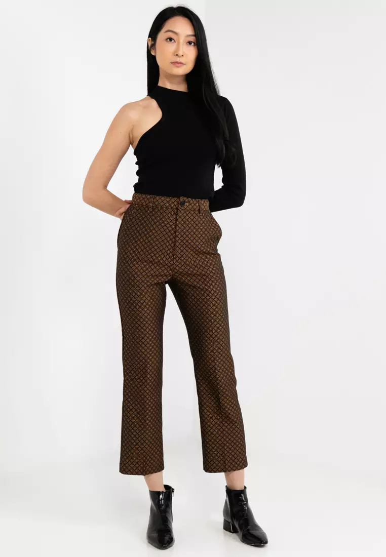 鑽石提花直筒褲