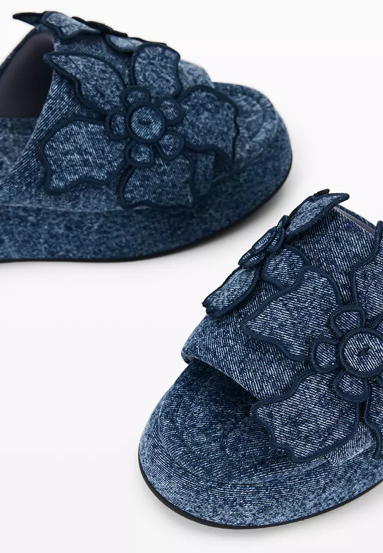 Denim platform sandal