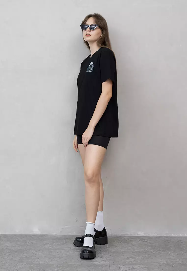 Kaos hitam t shirt polos wanita houseofcuff motif tirex