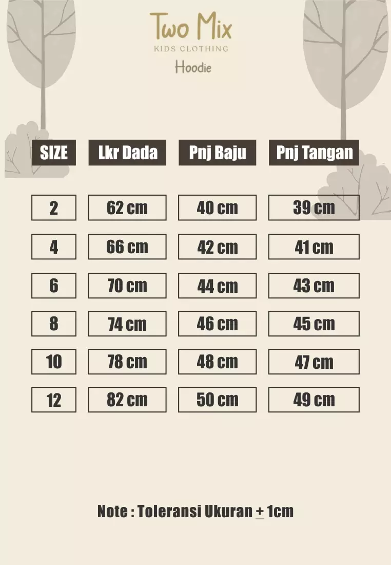 TWO MIX Hoodie Jumper Anak Laki & Perempuan Size 2-12 Tahun 4284