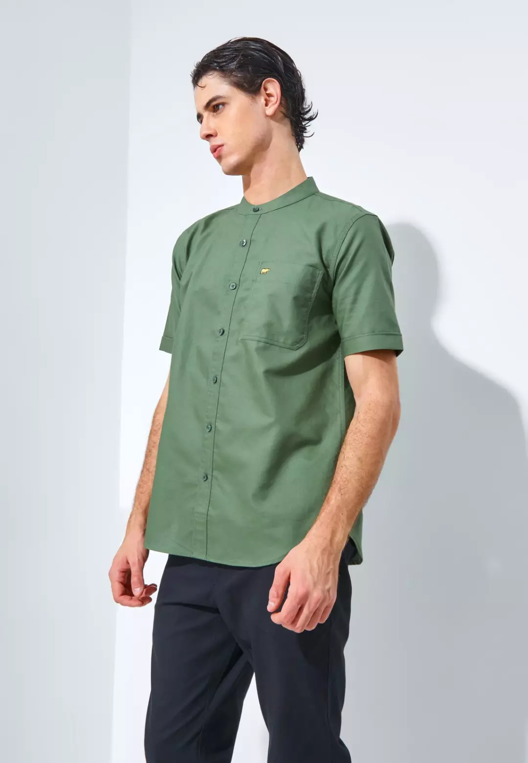 Jack Nicklaus Volga Kemeja Shanghai Pria Pendek Slim Fit Green