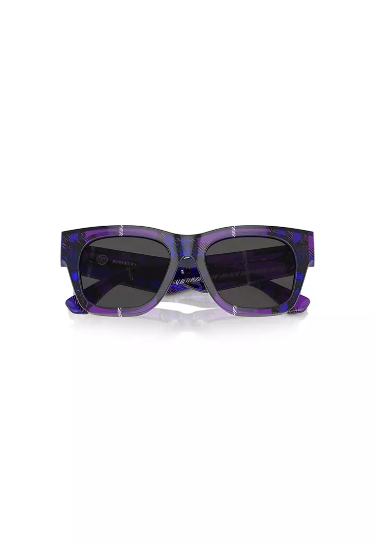 [Buy 1 Gift 3] Women's Square Frame Check Violet Acetate Sunglasses - BE4424
