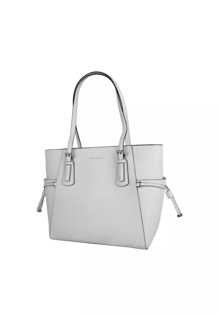 Voyager Large Saffiano Leather Tote Bag In White 35S5SV6T7L