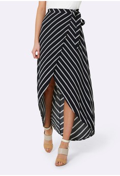 Monique Diagonal Stripe Wrap Skirt