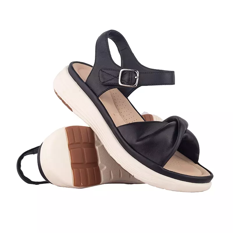 Sandal Strap Sling Back Wanita Casual Gino Mariani Brittany Black