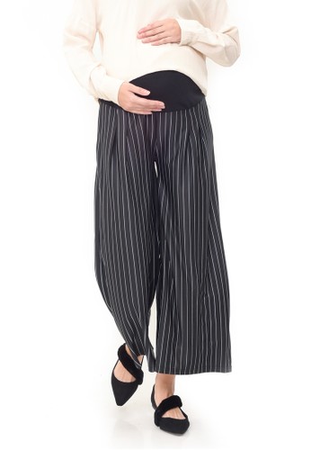 Jual MOOIMOM MOOIMOM Maternity Pinstripe Wide Leg Trouser 