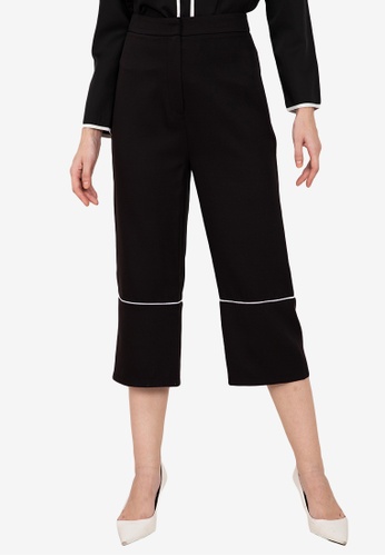 ZALORA WORK black Contrast Piping Detail Culottes 2CA6DAACE0A2AFGS_1
