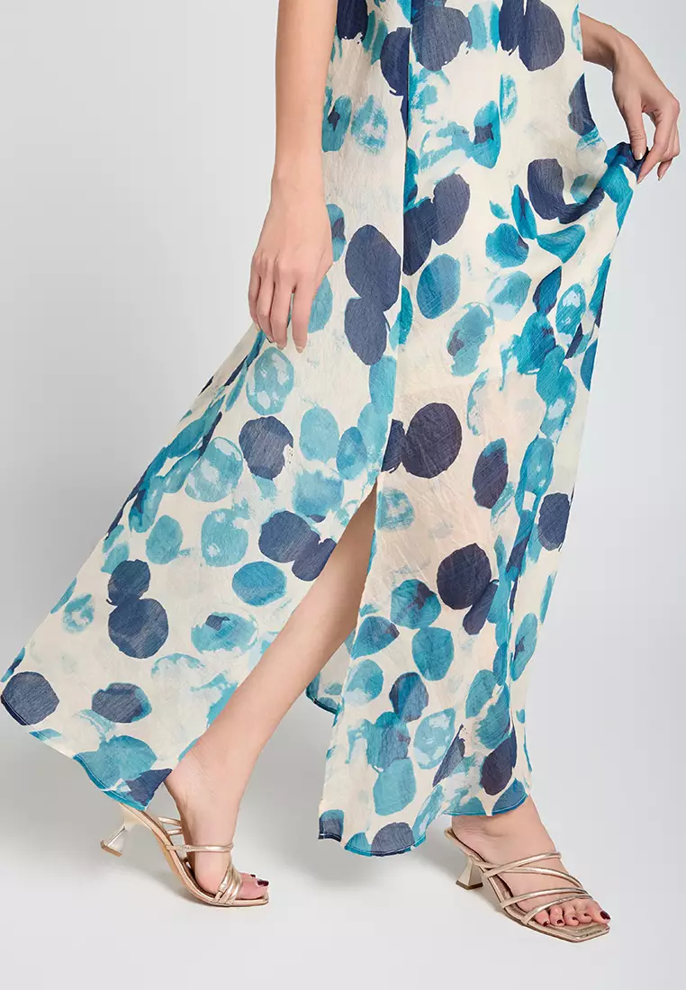Patterned viscose-blend maxi dress